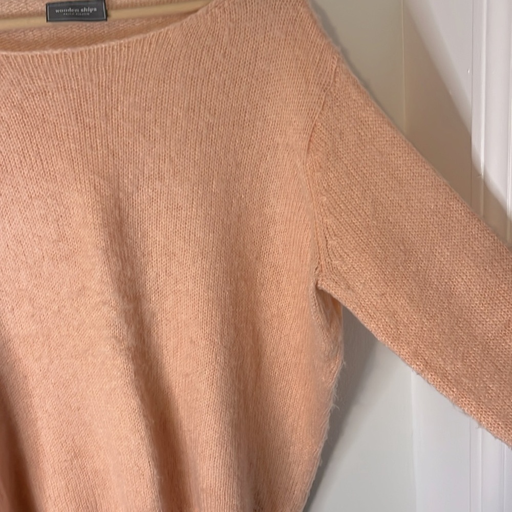 Wooden Ships Mohair Blend Peach Slouchy Loose Knit Boat Neck Sweater‎ Sz S/M - Picture 6 of 9